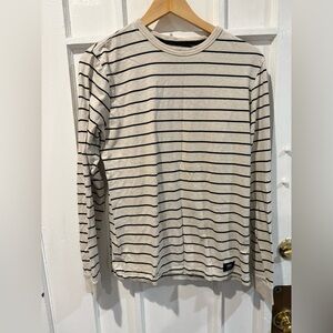 Vans Beige and Black Striped Long Sleeve Tee